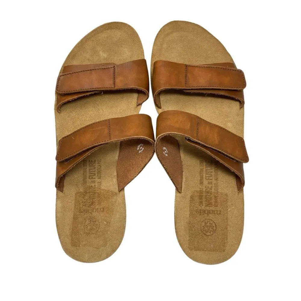 Mobil’s Leather Cork Sandals Brown Double Strap Womens 11‎ EU 41